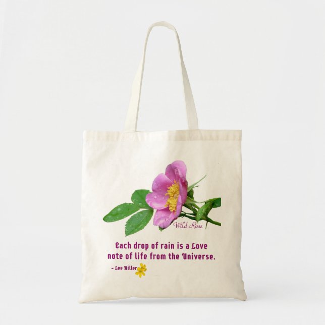 Tote Bag Citation de pluie Rose sauvage (Devant)