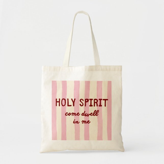 Tote Bag Citation de prière de l'Esprit Saint avec rayure r (Devant)