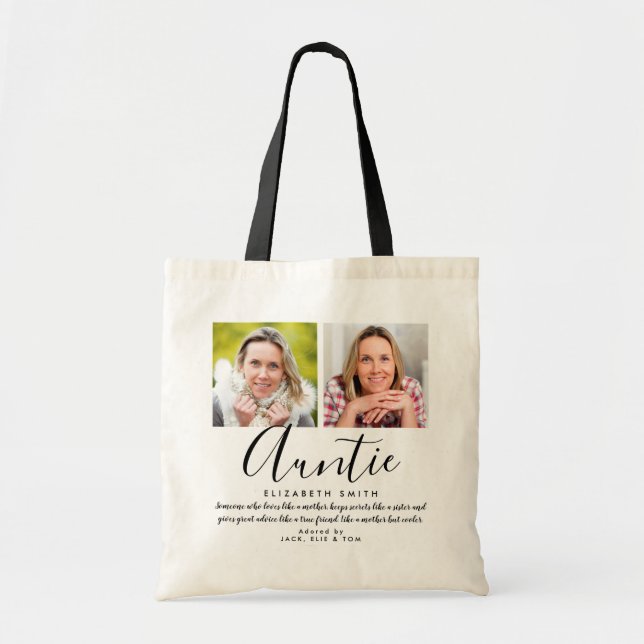 Tote Bag Citation de Tante de Script Moderne Photo (Devant)