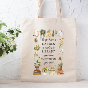 Tote Bag Citation de tournesol et herbes de jardin et de bi