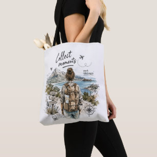 Tote Bag Citation de voyage : Collectionnez les moments et 