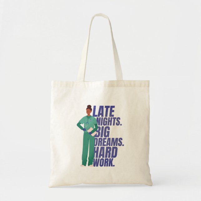 Tote Bag Citation d'infirmière travailleuse acharnée (Devant)