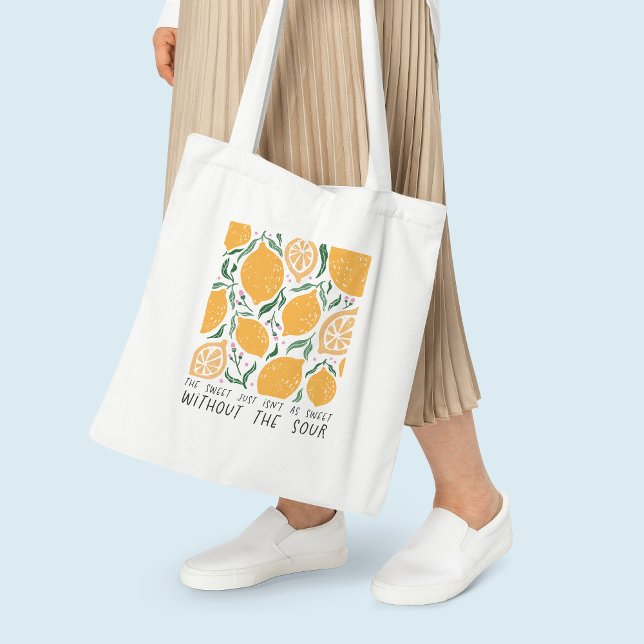 Tote Bag Citation d'inspiration de citron jaune rétro (Créateur téléchargé)