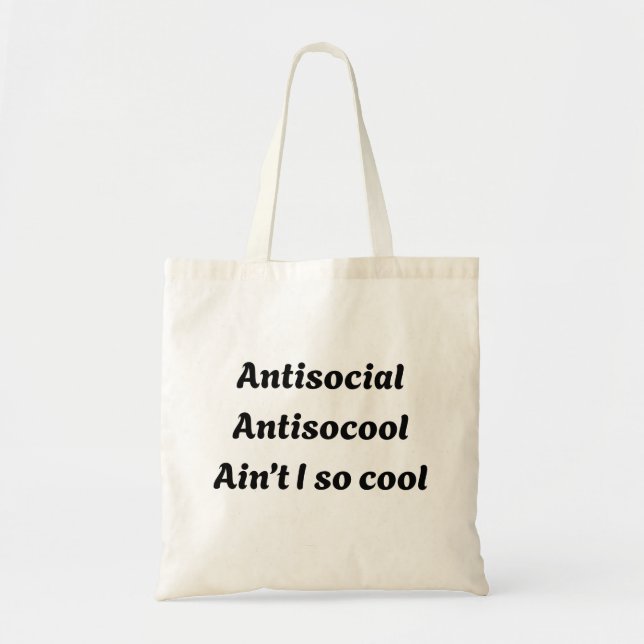 Tote Bag Citation d'introverti Antisocial Antisocool n'est  (Devant)