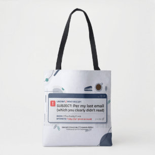 Tote Bag Citation drôle de bureau selon mon dernier courrie