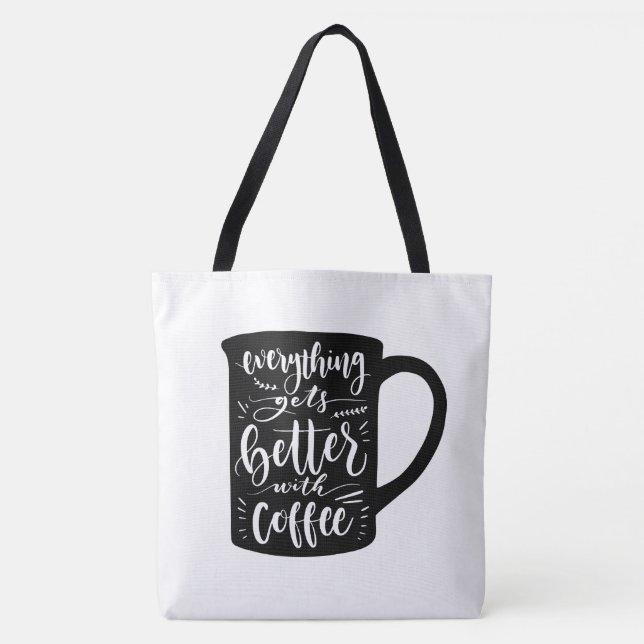 Tote Bag Citation drôle de café addict Java, Latte Caféine (Devant)