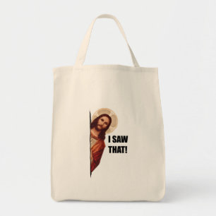 Tote Bag Citation drôle Jésus Meme, j'ai vu ça Jésus 