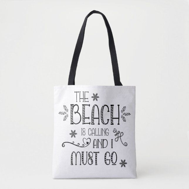 Tote Bag Citation Drôle La Plage Dit Je Dois Aller (Devant)