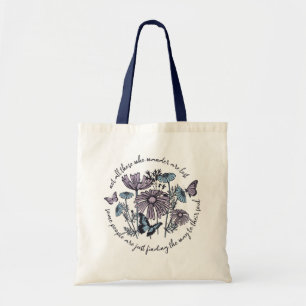 Tote Bag Citation Fleurs et Papillons Bohème Vintage
