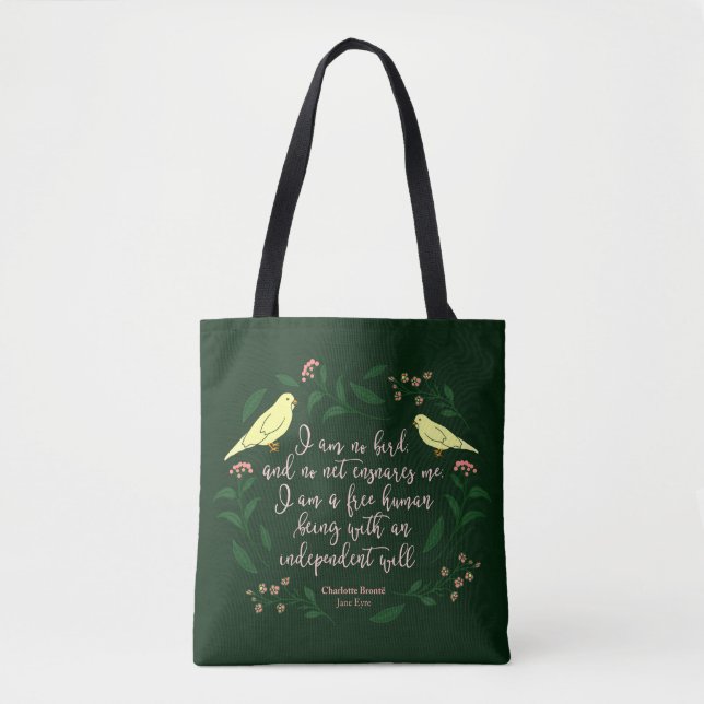Tote Bag Citation florale verte de Charlotte Bronte Jane (Devant)