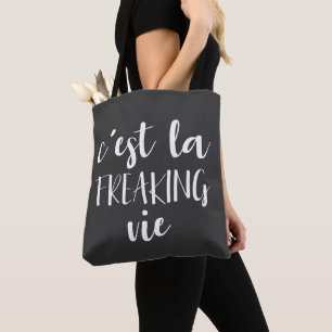 Tote Bag Citation Française Drôle en Typographie Gras Noir