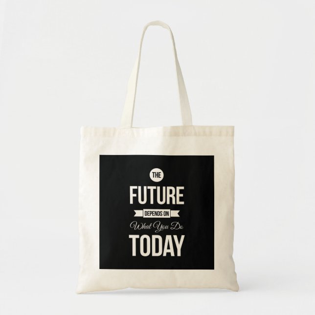 Tote Bag Citation Inspirationnelle Le Futur Noir (Devant)