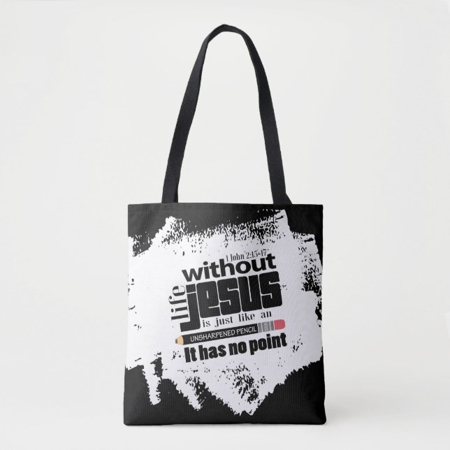 Tote Bag Citation inspirée des chrétiens blancs noirs branc (Devant)