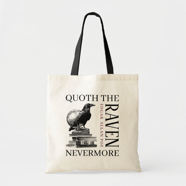 Tote Bag Citation Littéraire 'Quoth The Raven Nevermore'  (Devant)