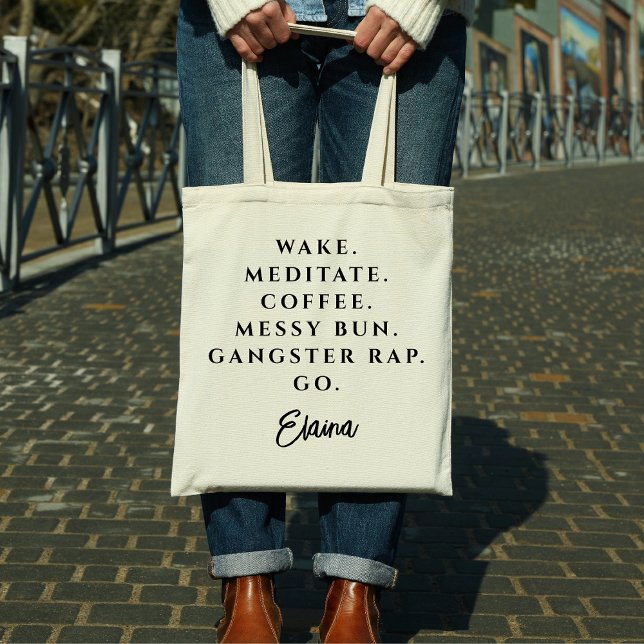 Tote Bag Citation Moderne Noir et Blanc Tendance  (Créateur téléchargé)