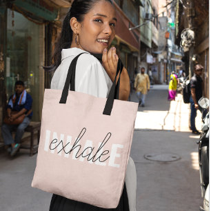 Tote Bag Citation moderne Pastel Pink Inhale Exhale