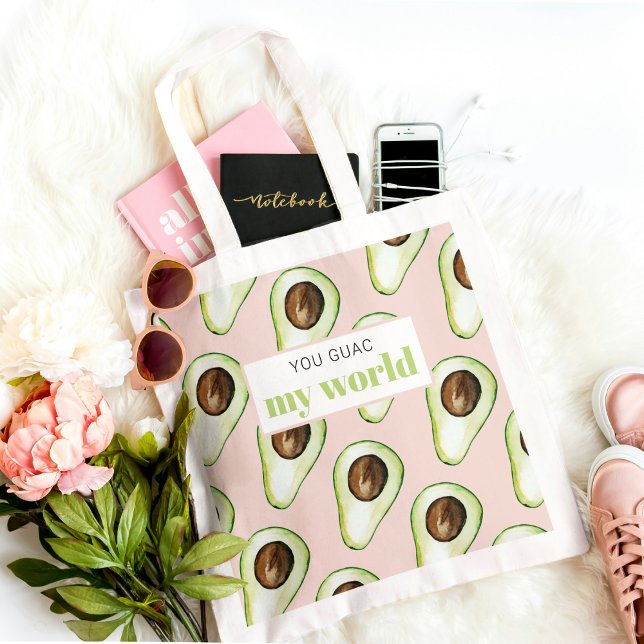 Tote Bag Citation Moderne Pastel Rose Et Vert Avocado Amusa (Créateur téléchargé)