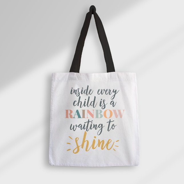 Tote Bag Citation Motivationnelle de l'enfant à l'école fam (Créateur téléchargé)
