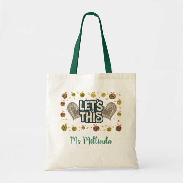 Tote Bag Citation Motivationnelle Tableau pour Enseignant P (Devant)