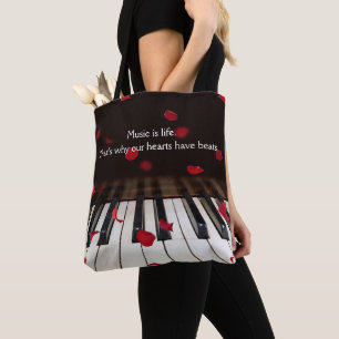 Tote Bag Citation musicale sur clavier de piano