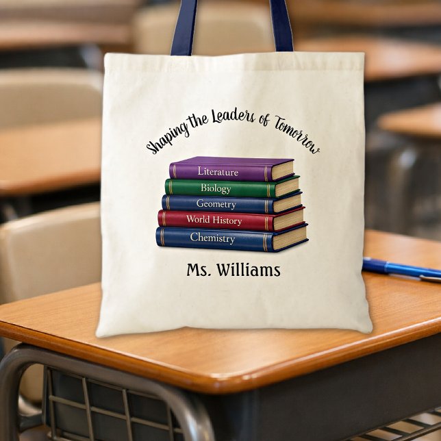 Tote Bag Citation Nom de l'enseignant Retour aux Livres Sco (Créateur téléchargé)