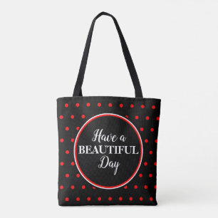Tote Bag Citation Pois rouge noir Monogramme