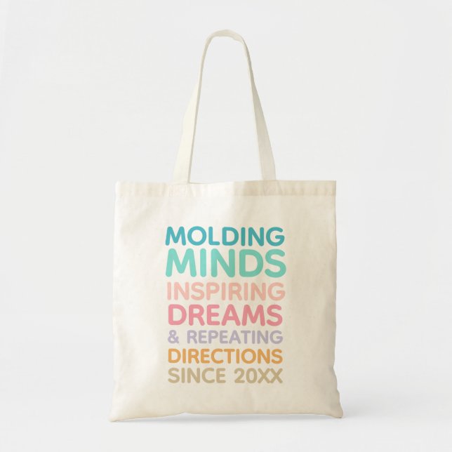 Tote Bag Citation pour Enseignant Pastel Façonner les Espri (Devant)