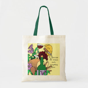 Tote Bag Citation pour les amateurs de fromages et de vins