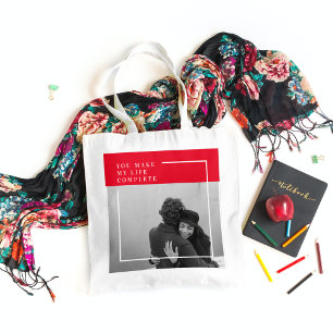 Tote Bag Citation romantique et photo   Cadeau Valentines