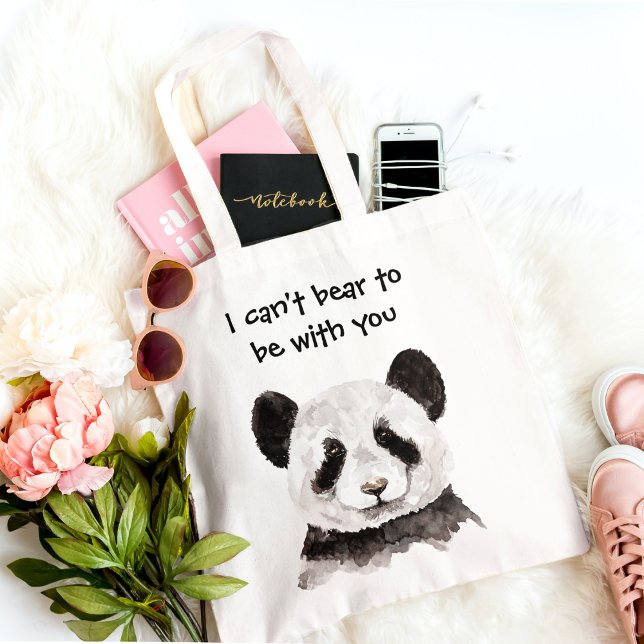 Tote Bag Citation Romantique Moderne Avec Panda Noir Et Bla (Créateur téléchargé)