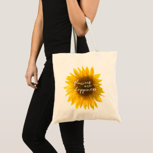 Tote Bag Citation tournesol "les fleurs sont le bonheur"