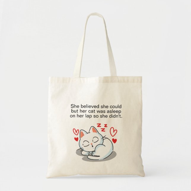 Tote Bag Citations Drôle Du Chat Dormant Mignonne Dit : (Devant)