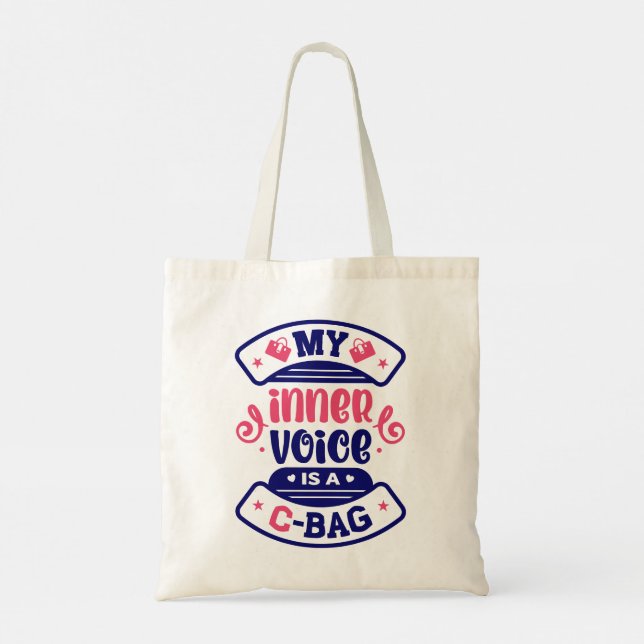 Tote Bag Citations drôles de typographie moderne (Dos)