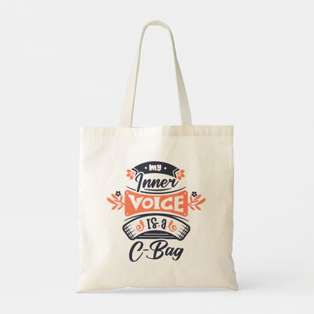 Tote Bag Citations drôles de typographie moderne (Dos)