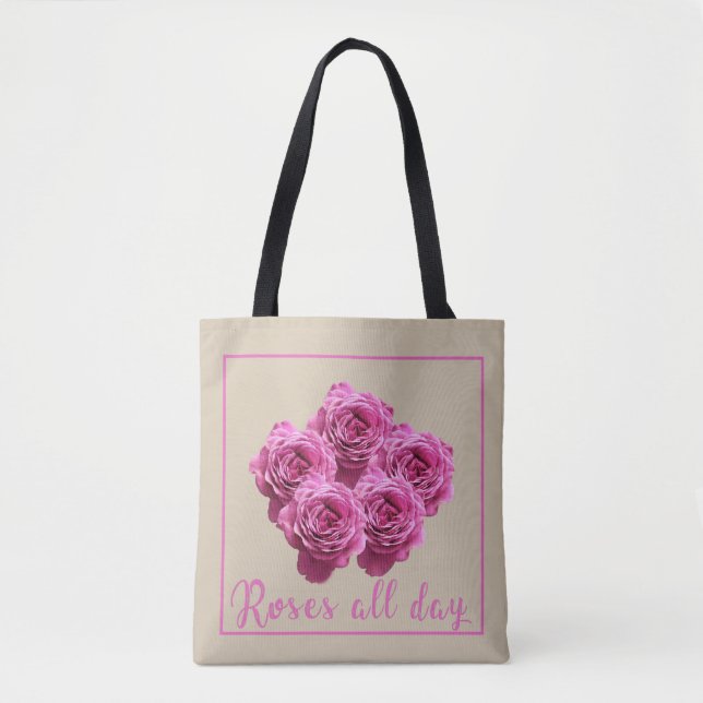 Tote Bag Citations drôles sur les roses et l'amour (Devant)