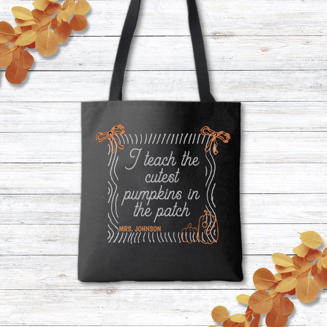 Tote Bag Citations Halloween mignon noir et blanc Enseignan (Créateur téléchargé)