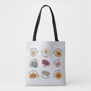 Tote Bag Citations Motivantes Floral Fleur Multicolore Flor