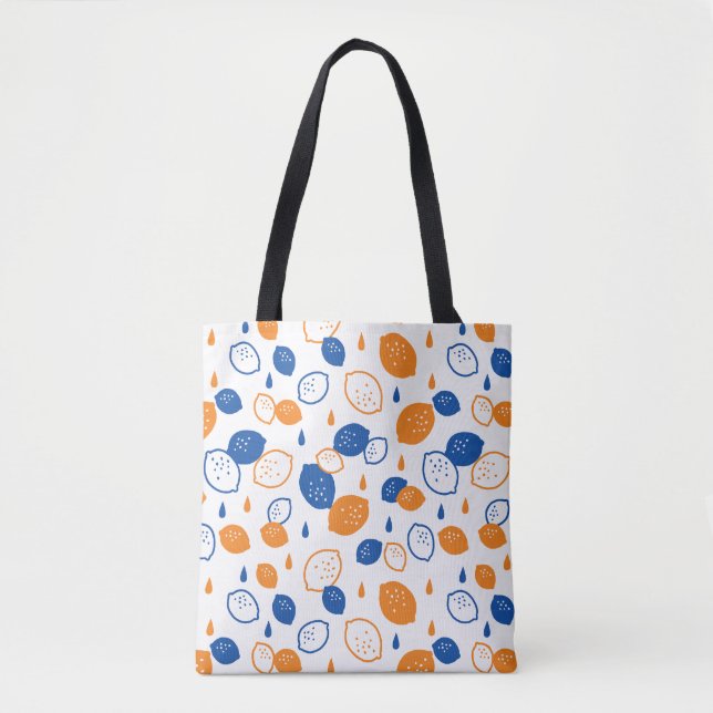 Tote Bag Citron bleu et orange Motif Jouer sur le thème des (Devant)