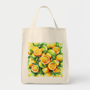 Tote Bag Citron botanique Orange Citrus Géométrique