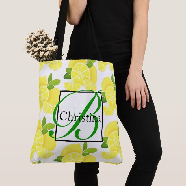 Tote Bag Citron citron tranches de citron fruits tropicaux  (De près)