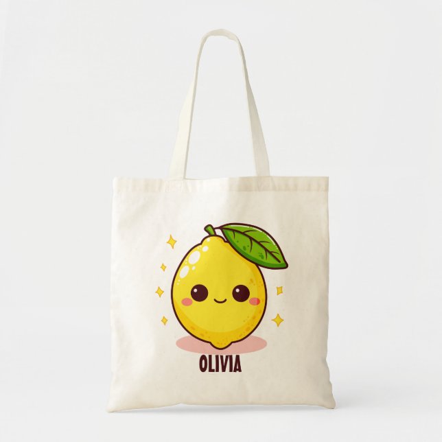 Tote Bag Citron jaune mignon personnalisé (Devant)