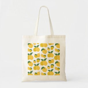 Tote Bag Citron Motif Fruit Rétro Jaune Sur Blanc