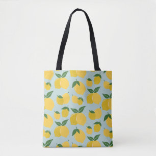 Tote Bag Citron Motif Fruit Rétro Jaune Sur Vert