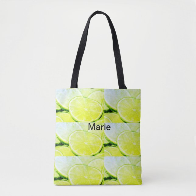 Tote Bag Citron vert jaune simple ajouter un nom personnali (Devant)