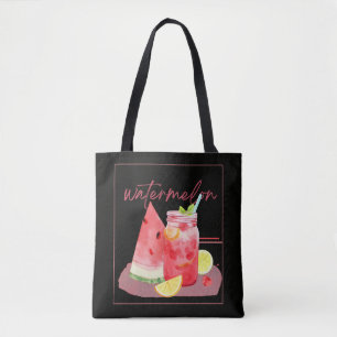 Tote Bag Citronnade à la Pastèque en Art Aquarelle