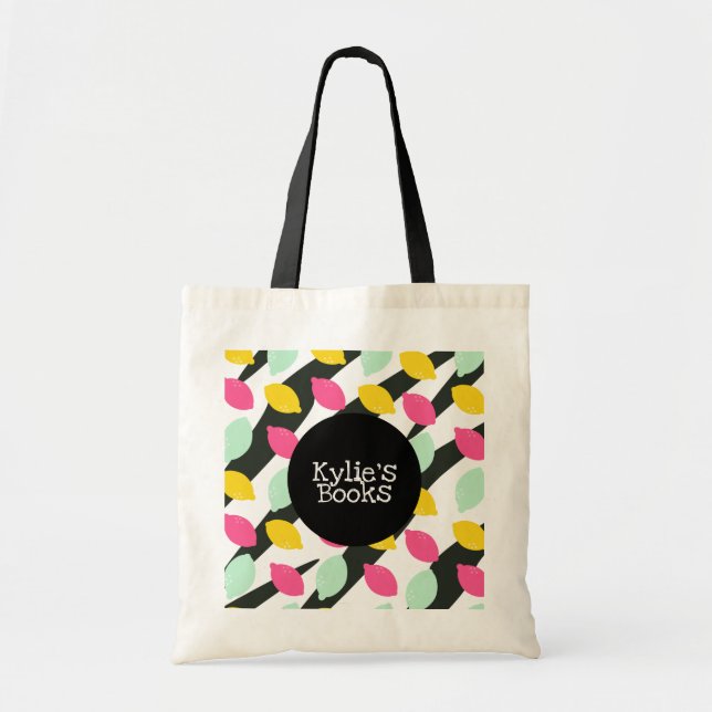 Tote Bag Citronnade Citrons Limes Livres de bibliothèque Gr (Devant)