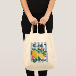 Tote Bag Citrons Bandes Bleues Fraîchement Diplômé