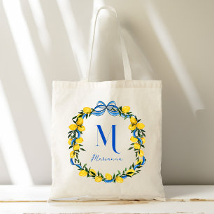 Tote Bag Citrons bleu arc-de-cercle personnalisés cadeaux