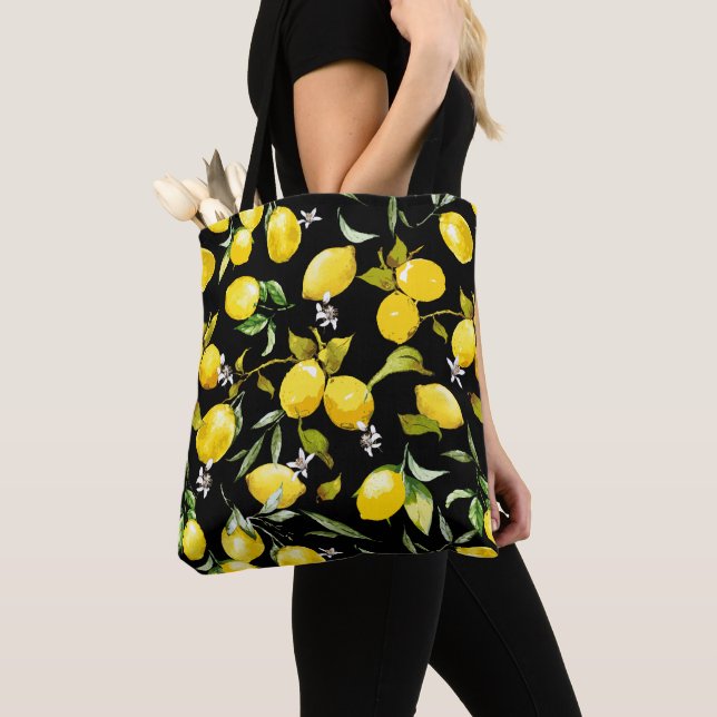 Tote Bag citrons d'aquarelle 7 (De près)