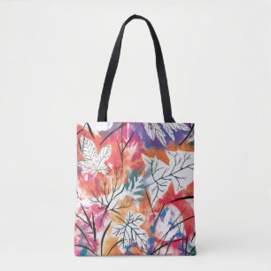 Tote Bag Citrons dessinés à la main, Motif Feuille bleu.